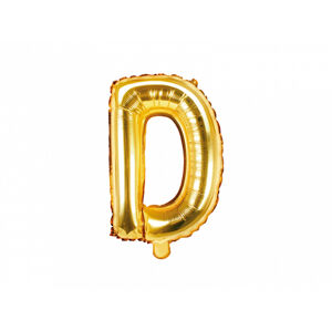 PartyDeco Fóliový balón Mini - Písmeno D 35cm zlatý