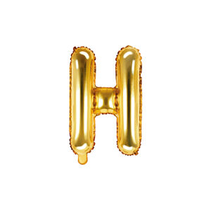 PartyDeco Fóliový balón Mini - Písmeno H 35cm zlatý