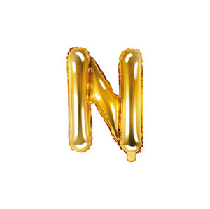 PartyDeco Fóliový balón Mini - Písmeno N 35cm zlatý