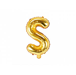 PartyDeco Fóliový balón Mini - Písmeno S 35cm zlatý