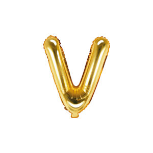 PartyDeco Fóliový balón Mini - Písmeno V 35cm zlatý