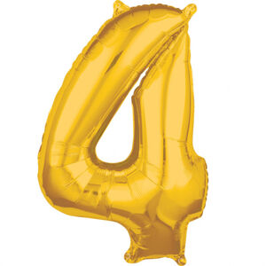 Amscan Fóliový balón narodeninové číslo 4 zlatý 66cm