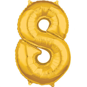 Amscan Fóliový balón narodeninové číslo 8 zlatý 66cm