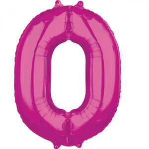 Amscan Fóliový balón narodeninové číslo 0 ružový 66cm