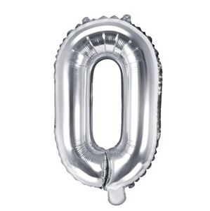PartyDeco Fóliový balón Mini - Písmeno O 35cm strieborný