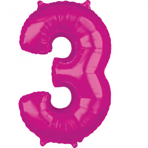 Amscan Fóliový balón narodeninové číslo 3 ružový 66cm