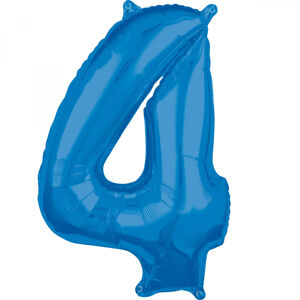 Amscan Fóliový balón narodeninové číslo 4 modrý 66cm