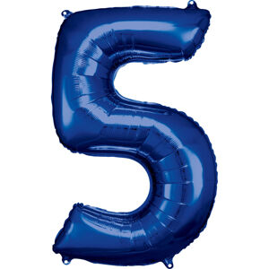 Amscan Balónik fóliový narodeninové číslo 5 modrý 86 cm