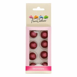 Funcakes Čokoládové guličky Pearl Ruby - Metalické červené 8 ks