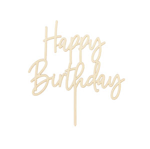 PartyDeco Drevený zápich na tortu - Happy Birthday 16,5 cm