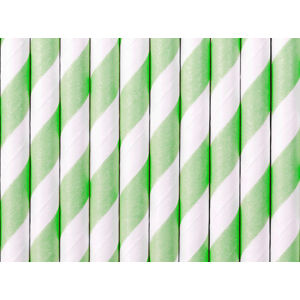 PartyDeco Papierové slamky zelené 10 ks