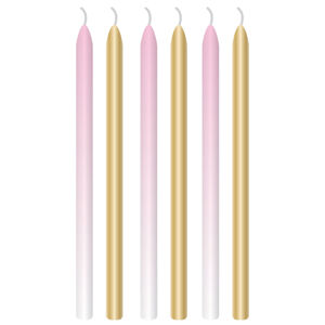 Amscan Kónické sviečky - ružové, zlaté 6 ks