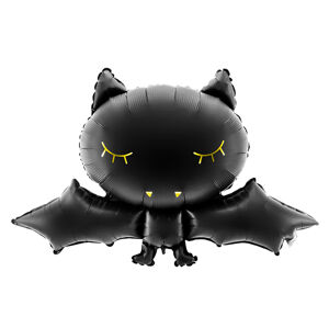 PartyDeco Fóliový balón - čiernozlatý netopier 80x52cm