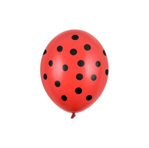 PartyDeco Latexový balón - červený s čiernymi bodkami