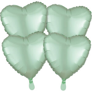 Amscan Fóliové balóny srdce satén - mentolové 4 ks