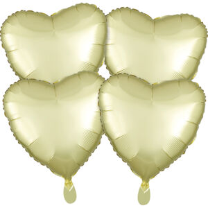 Amscan Fóliové balóny srdce satén - svetložlté 4 ks