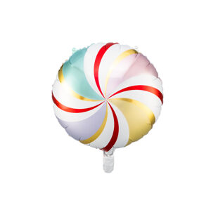 PartyDeco Vianočný fóliový balón - cukrík pastelový 35 cm