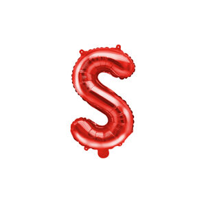 PartyDeco Fóliový balón Mini - Písmeno S 35 cm červený