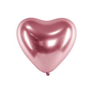 PartyDeco Balónik chrómový - ružové srdce 30 cm