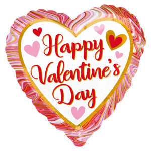 Amscan Fóliový balón Marble srdce - Happy Valentines Day