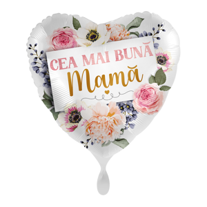 Premioloon Fóliový balón srdce s kvetmi - Cea Mai Buna Mama