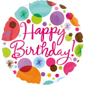 Amscan Fóliový balón Happy Birthday - bodkovaný