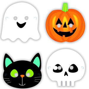Amscan Papierové masky - Halloween Friends 8 ks