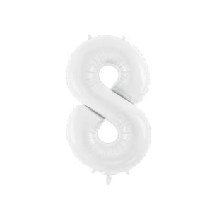 PartyDeco Balónik fóliový narodeninové číslo 8 biely 86 cm