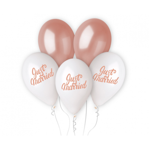 Godan Sada latexových balónov - Just Married ružovozlaté 5 ks