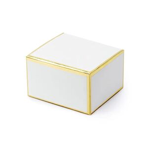 PartyDeco Krabička na darček - Biela so zlatými okrajmi 6x3.5x5.5cm