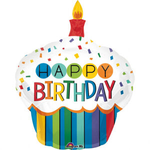 Amscan Fóliový balón - Dúhový muffin Happy Birthday