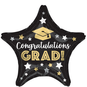 Amscan Fóliový balón hviezda - Congratulations Grad !