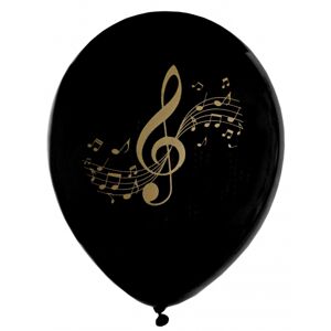 Santex Latexové balóny -  Music, čierne, 8 ks