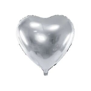PartyDeco Fóliový balón - Srdce, strieborné 61 cm