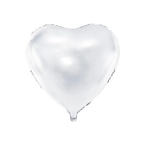 PartyDeco Fóliový balón - Srdce, biele 61 cm