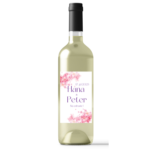 Personal Etiketa na fľašu - Ružové kvetiny Rozmery etikety: 8 x 11 cm - víno
