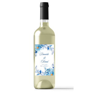 Personal Etiketa na fľašu - Modré kvetiny Rozmery etikety: 8 x 11 cm - víno
