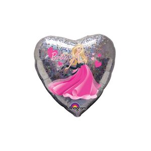 BP Fóliový balón - Barbie, strieborné srdce 45 cm