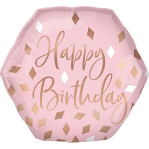 Amscan Fóliový balón Happy Birthday - ružový 58 cm x 55 cm
