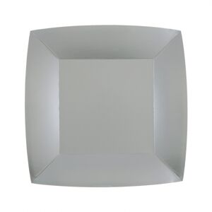 Santex Papierové taniere štvorcové - jednofarebné 18 x 18 cm Farba: strieborná