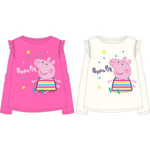 EPlus Dievčenské tričko s dlhým rukávom - Peppa Pig, krémové Veľkosť - deti: 104