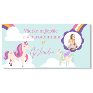 Personal Narodeninový banner s fotkou - Unicorn Rozmer banner: 130 x 260 cm