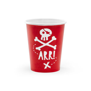 PartyDeco Papierové poháre - Piráti 220 ml, 6 ks