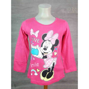 EPlus Dievčenské tričko s dlhým rukávom - Minnie, ružové Veľkosť - deti: 134