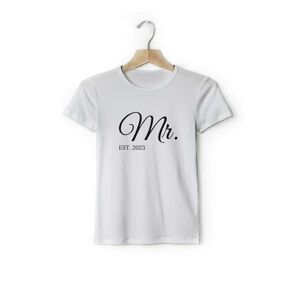 Personal Párové pánske tričko s vlastným textom - Mr. EST. Farba: biela, Veľkosť - dospelý: XL