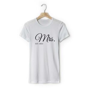 Personal Párové dámske tričko s vlastným textom - Mrs. EST. Farba: biela, Veľkosť - dospelý: XL