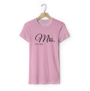 Personal Párové dámske tričko s vlastným textom - Mrs. EST. Farba: ružová, Veľkosť - dospelý: XL