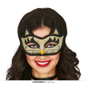 Guirca Glitrovaná zlatá maska - Mačka