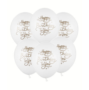 PartyDeco Balón biely - Happy Birthday To You 30 cm 50 ks