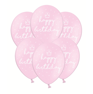 PartyDeco Balón ružový - Veselé narodeniny 50 ks